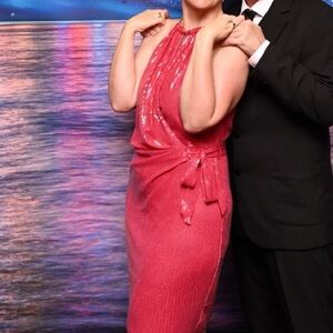 Kenzie pink sequin halter dress EUC worn once!